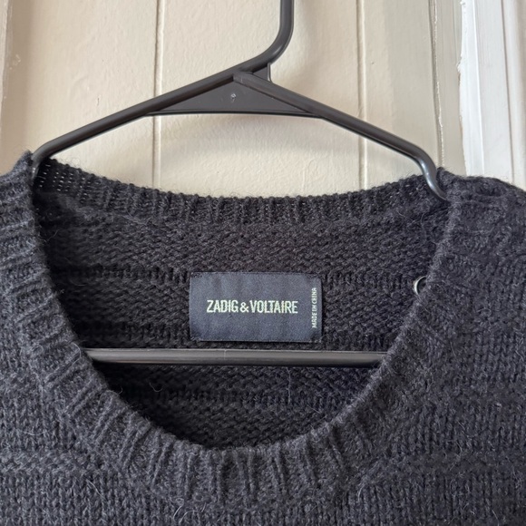 Zadig & Voltaire Alpaca Wool Blend Sweater Size SM Black Minimal Neutral Winter - Picture 4 of 11
